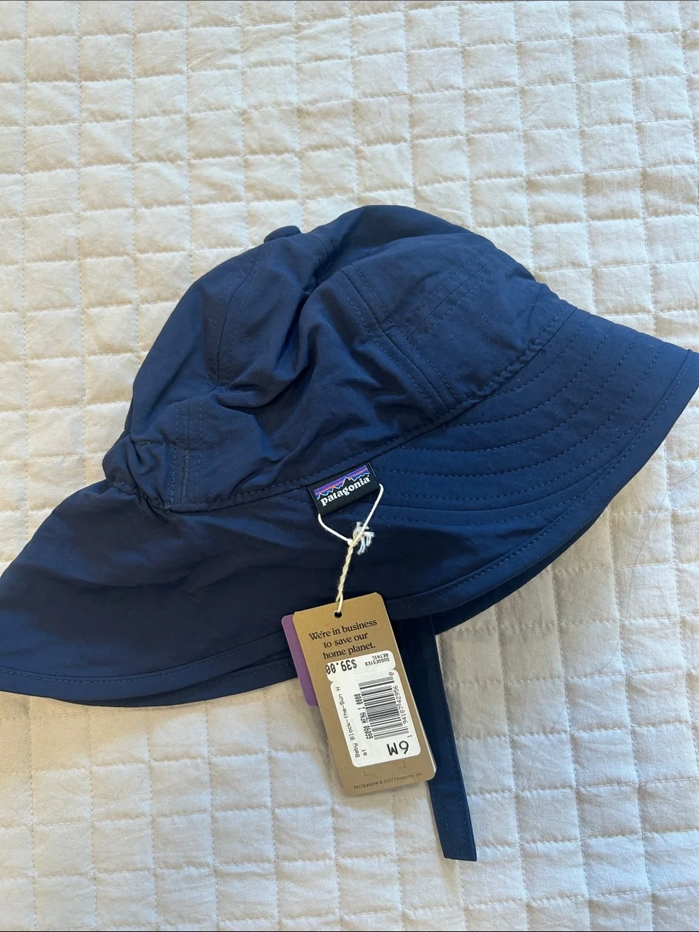 Patagonia Navy Bucket Hat with Chin Strap